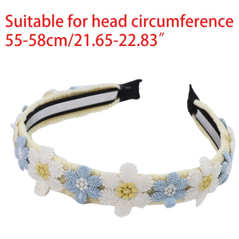 Băng Đô Vải Dệt Thủ Công Bản Rộng Thêu Hoa Màu Sắc Tương Phản Xinh Xắn Cho Nữ