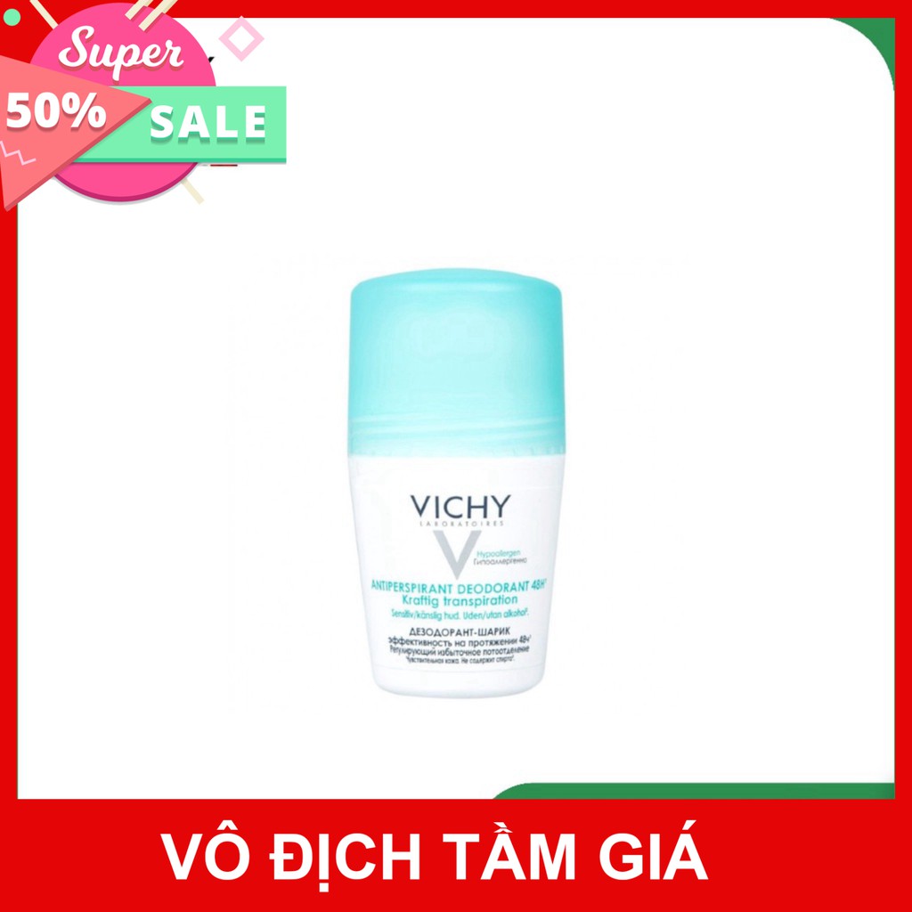 [CHÍNH HÃNG] Lăn khử mùi giúp khô thoáng vùng da dưới cánh tay 48 giờ Vichy Deodorant 48H 50ml