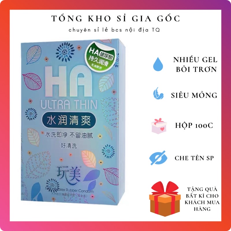 HỘP 100C Bao Cao Su HA Utrathin Nội Địa Trung Mỏng Nhiều Nước Dùng Thích