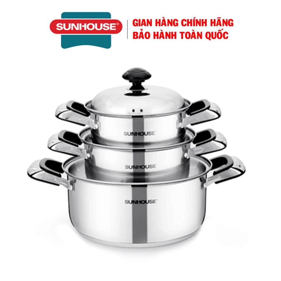 Bộ nồi inox 3 đáy Sunhouse SH333