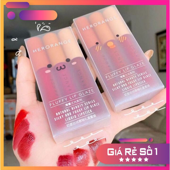 Set 3 Cây Son Kem Lì Herorange Fluffy Lip Glaze - Hàng Nội Địa Trung