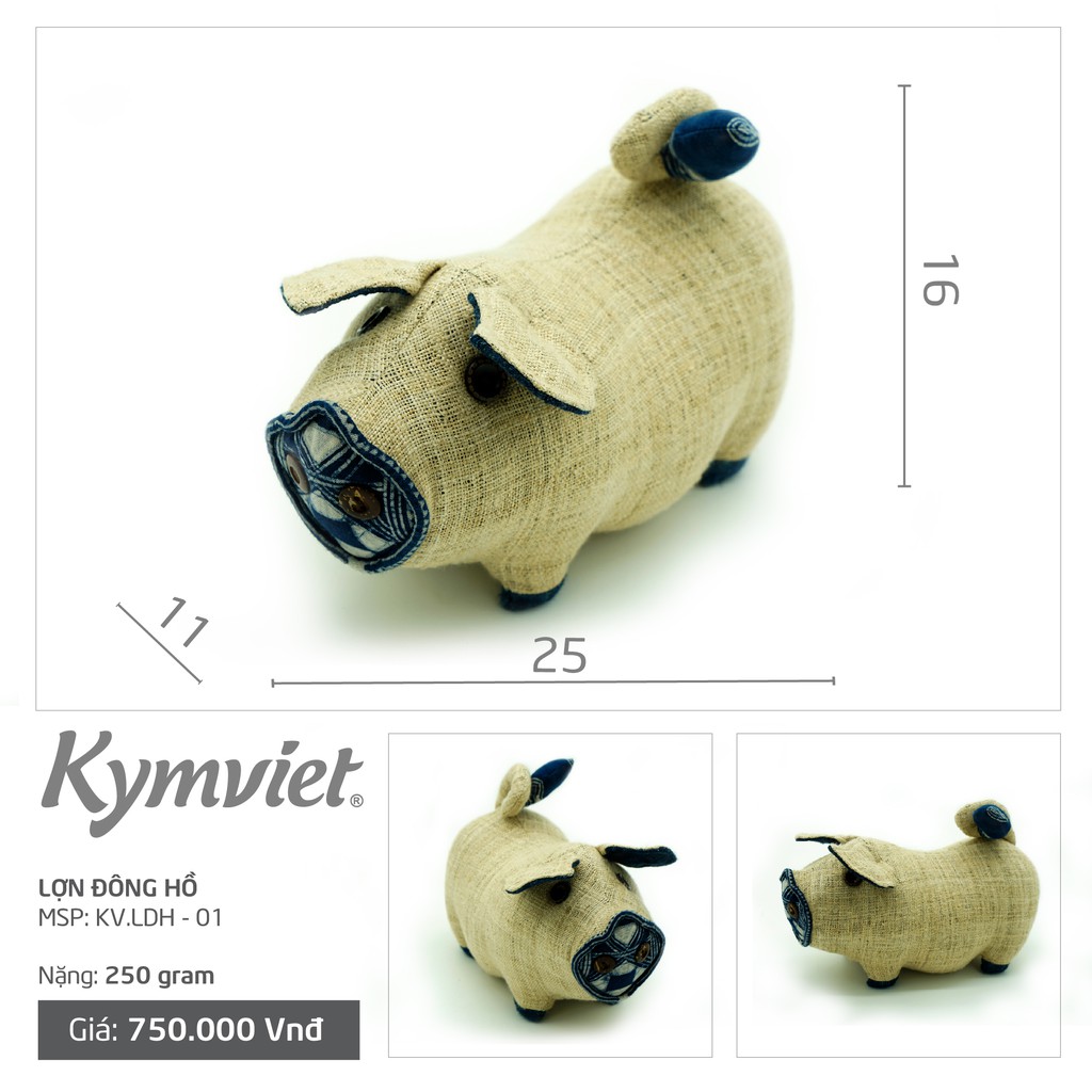 Đồ Chơi Nhồi Bông Hình Lợn Đông Hồ Cao Cấp Kymviet Craft Vải Thổ Cẩm Truyền Thống [LDH-2102]