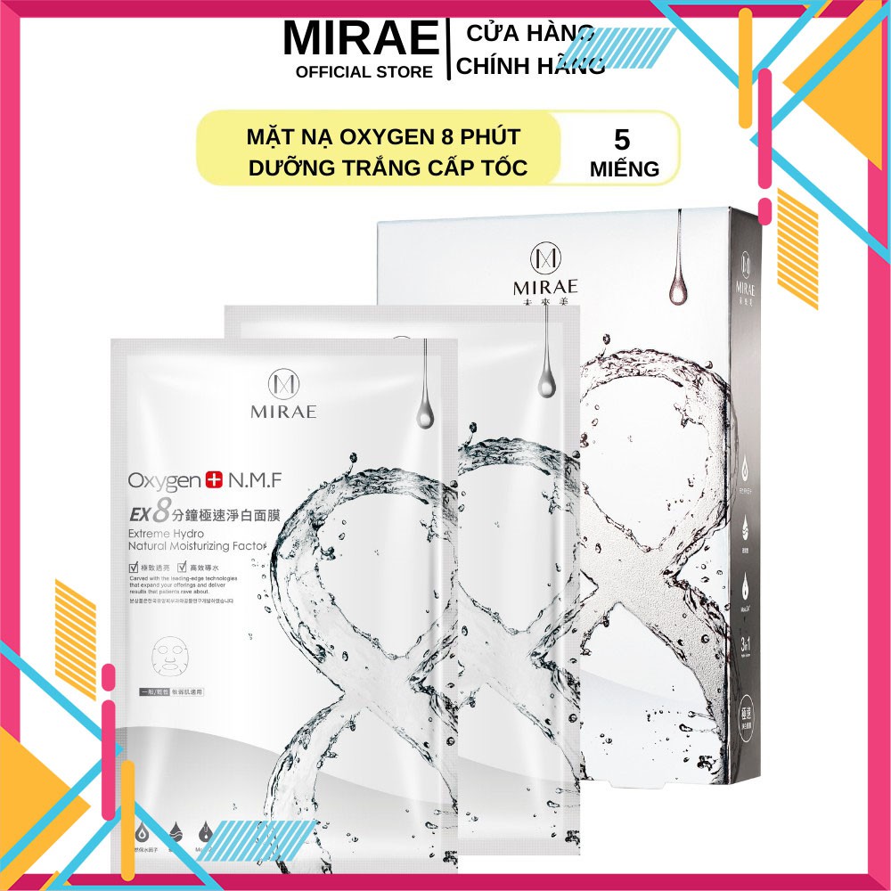 Mặt nạ Mirae EX8 Phút Dưỡng Trắng Cấp Tốc - Oxygen cung cấp độ ẩm giúp da trắng mịn, sáng bóng