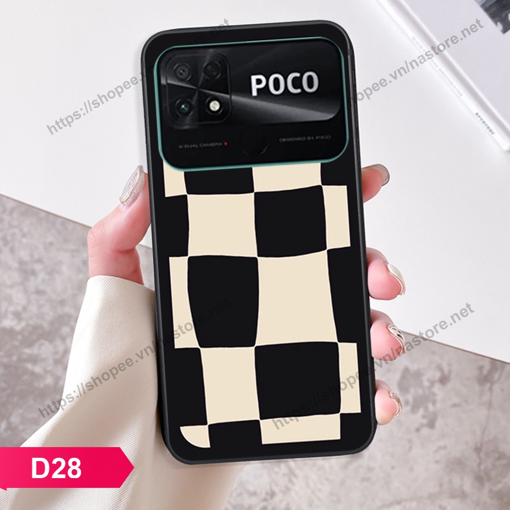 Ốp lưng Xiaomi Poco C40 mặt cười, họa tiết caro đơn giản đẹp cute
