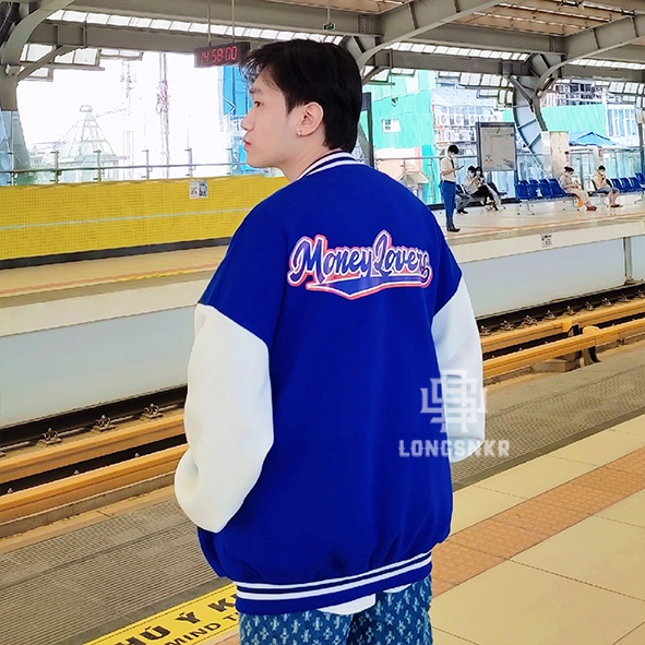 _ Áo khoác Varsity Money Lover họa tiết Longsnkr chất nỉ giữ nhiệt và thoáng - Bomber /Vars