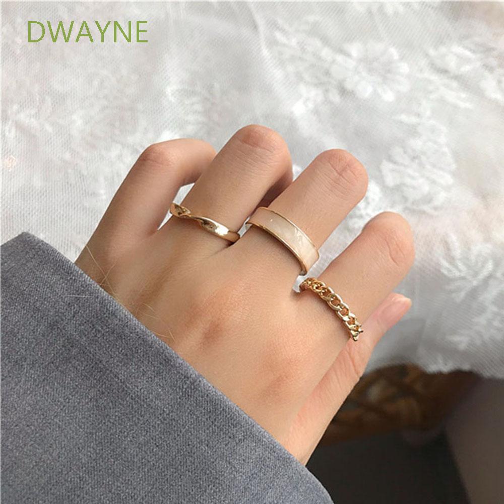 Bộ 3 Nhẫn Kim Loại Tròn Nhiều Màu Tùy Chỉnh Thời Trang Cho Nữ