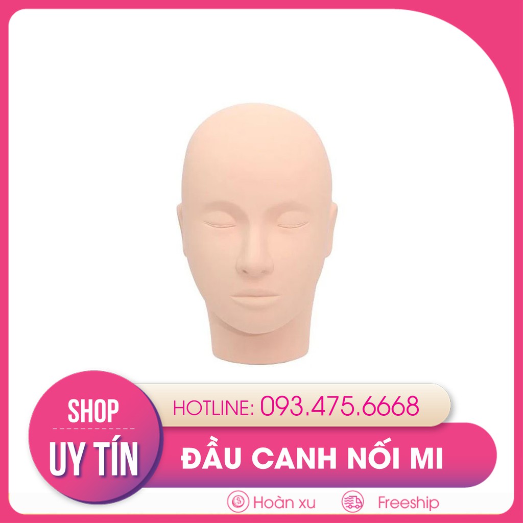Đầu manocanh tập nối mi chất liệu silicon mềm như da thật, làm theo kích thước chuẩn khuôn mặt, dùng nhiều lần