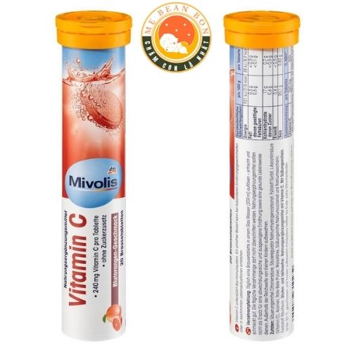 Viên sủi Mivolis Vitamin C hộp 20 viên, Đức, Hương cam giúp nâng cao sức đề kháng duy trì hệ miễn dịch tự nhiên