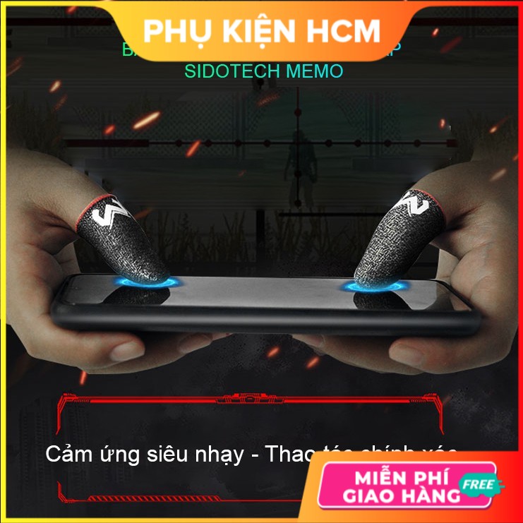 2 Găng tay chơi game điện thoại MEMO sợi carbon phủ bạc cảm ứng nhạy cho game PUBG FF  - Phụ Kiện HCM