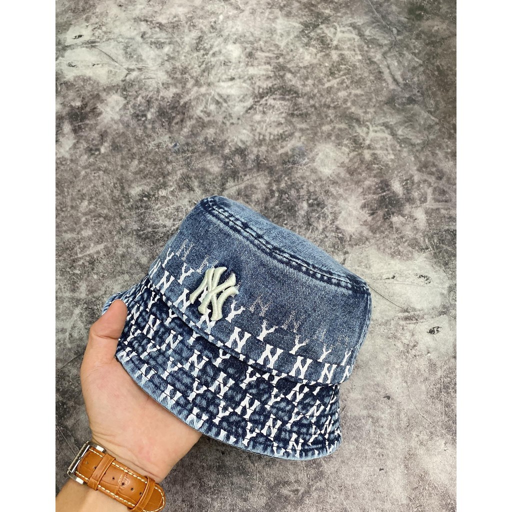 Mũ/Nón Vành MLB NY Monogram Denim Bucket HAT Blue N20