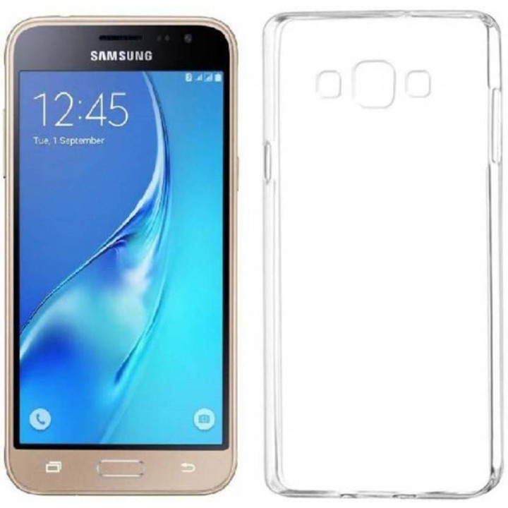Samsung Galaxy J3 2016 / J310 - Ốp lưng silicon trong suốt, Kính cường lực màn hình