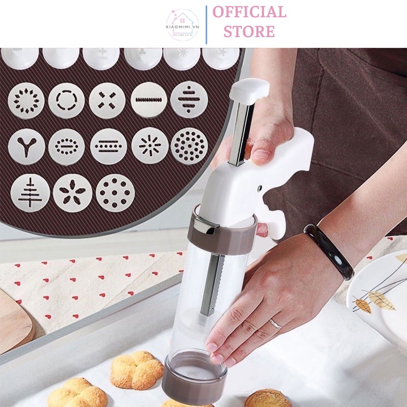 Súng bắn tạo hình bánh bao gồm đầu bắt bông kem và khuôn tạo hình bánh quy XIAOMIMI.VN PVN17566