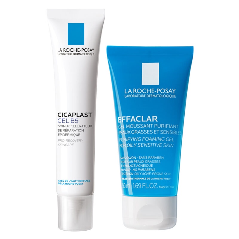 Bộ Sản Phẩm La Roche-Posay Làm Mờ Sẹo &amp; Phục Hồi Da Cicaplast Gel B5 40ml + Effaclar Purifying Foaming Gel For Oily Sens