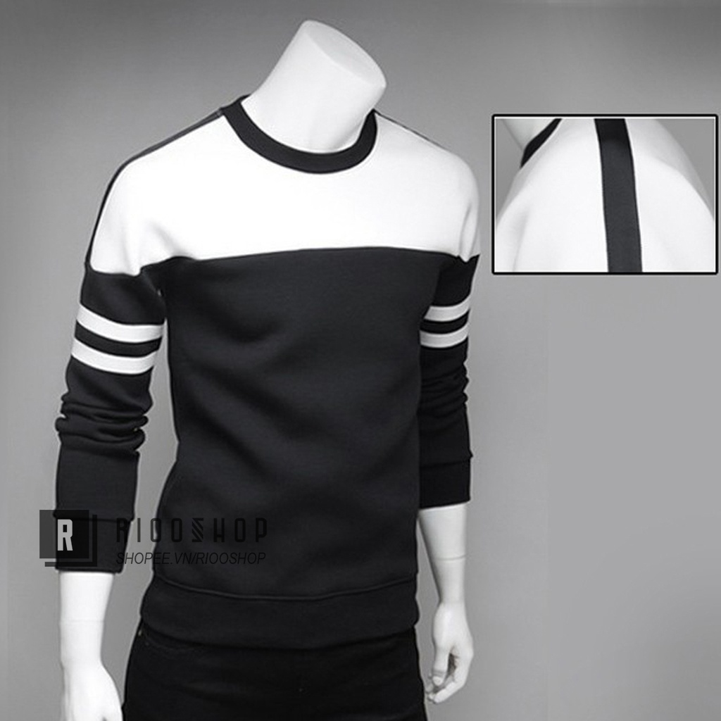 Áo thun nam tay dài hàn quốc tay phối sọc RKL021- áo phông nam dài tay đẹp Riooshop | BigBuy360 - bigbuy360.vn