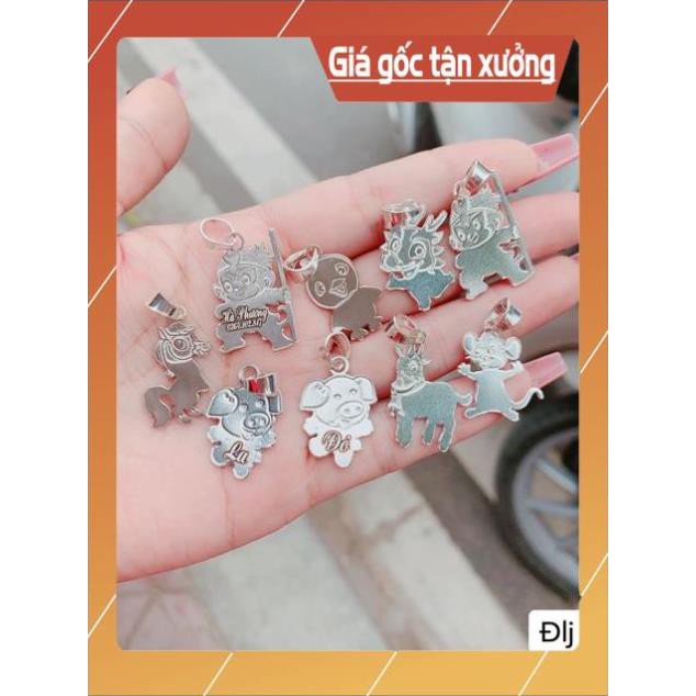 FREE SHIP Mặt khắc tên theo yêu cầu 12 con giáp siêu đẹp chuẩn bạc ta nguyên chất