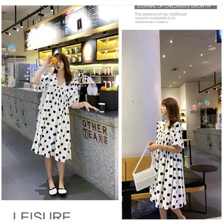 ĐẦM BẦU VÁY BẦU CÔNG SỞ CHẤM BI ĐEN