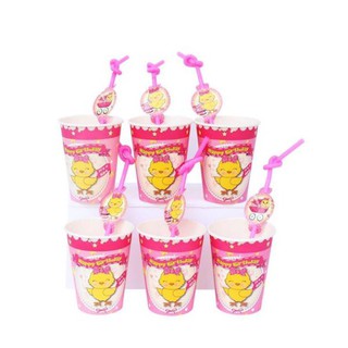 Ly giấy + sinh nhật mẫu bé gái ( sét 6 cái )