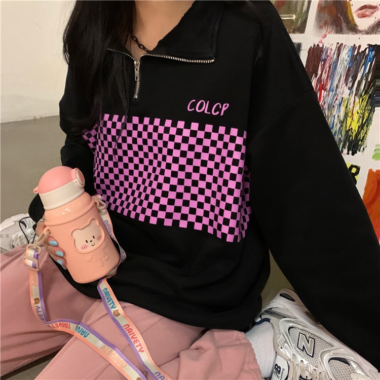 Áo khoác tay dài dáng rộng có khóa kéo 4 màu thời trang phong cách Hàn Quốc cho nữ | BigBuy360 - bigbuy360.vn