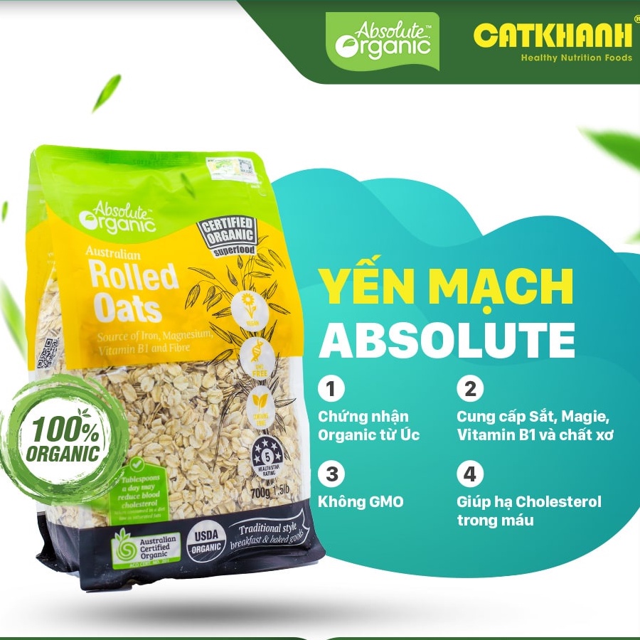 Yến mạch hữu cơ Absolute Organic túi 700gr