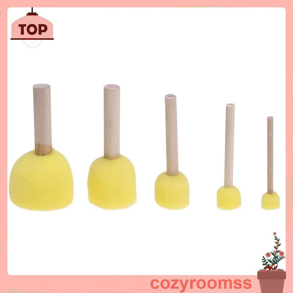 Set 5 cọ vẽ bọt biển cán gỗ cho bé