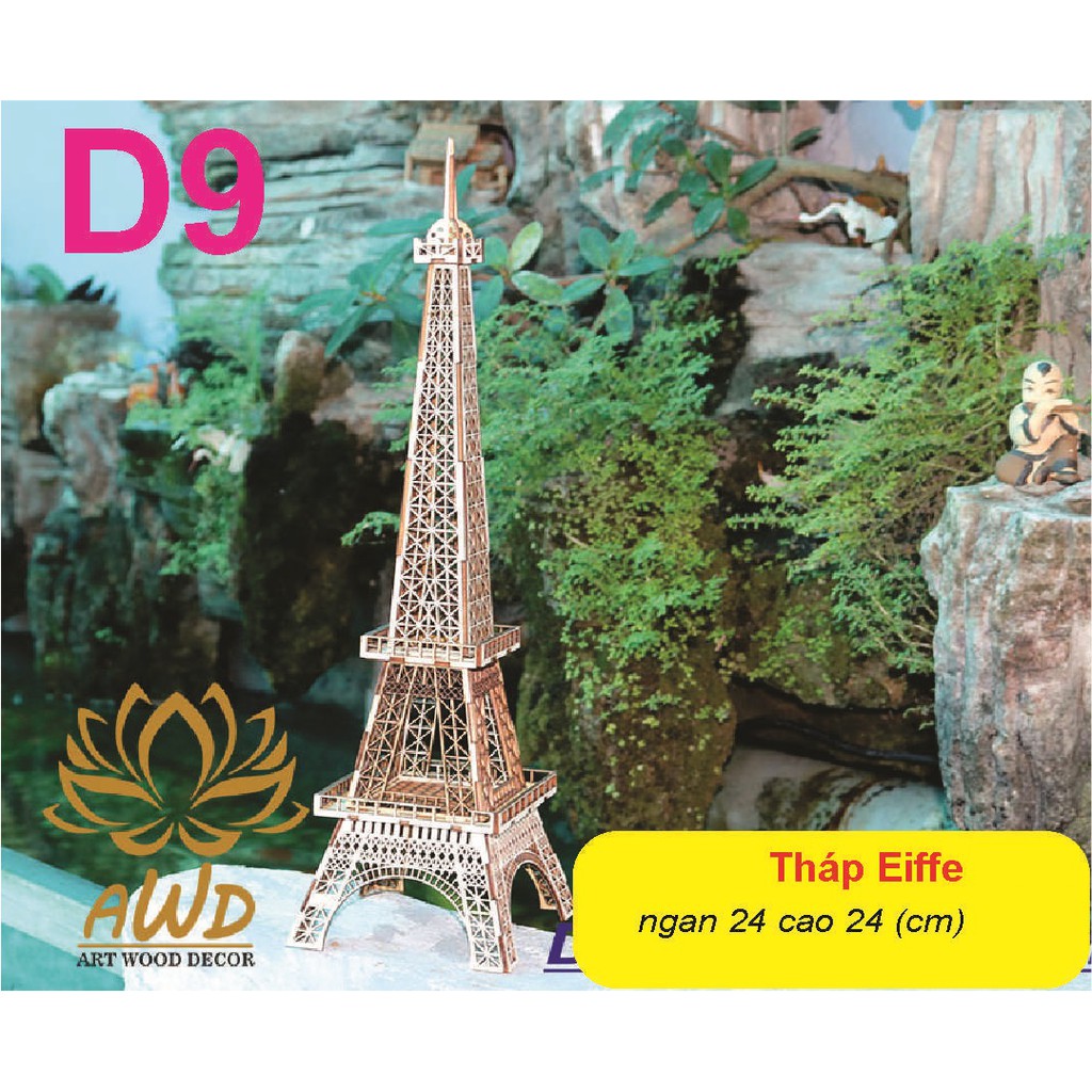 Tháp Eiffel DGD9 - Mô hình gỗ trang trí nhà cửa, quán cafe