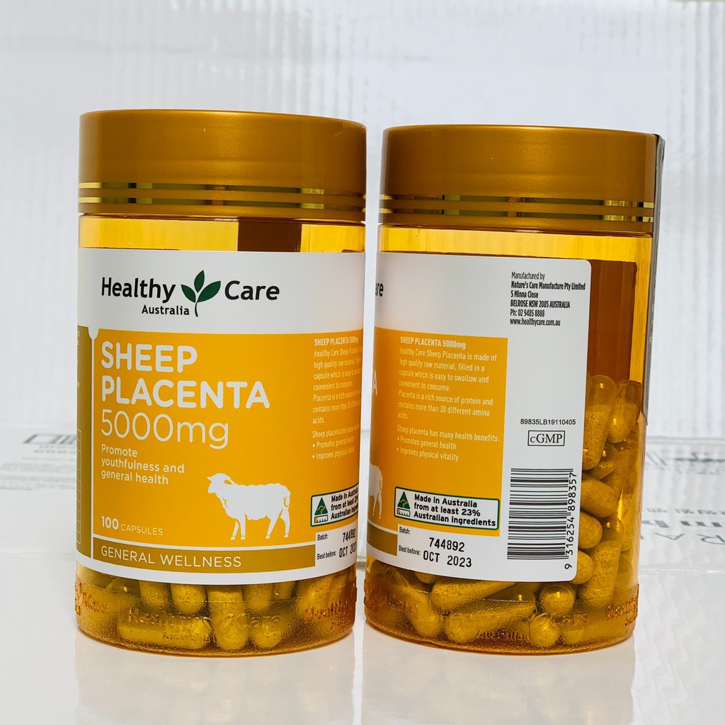 [Cam kết chuẩn Úc] Nhau Thai Cừu Úc Sheep Placenta Healthy Care 5000mg - 100 viên, chống lão hóa, nâng cơ, mờ nám