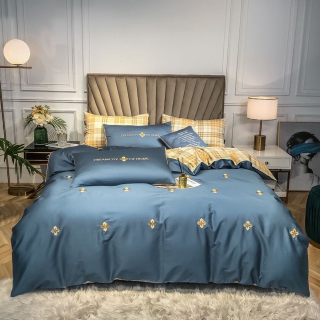 Sét chăn ga gối lụa thêu nhập khẩu hót hít 2020
