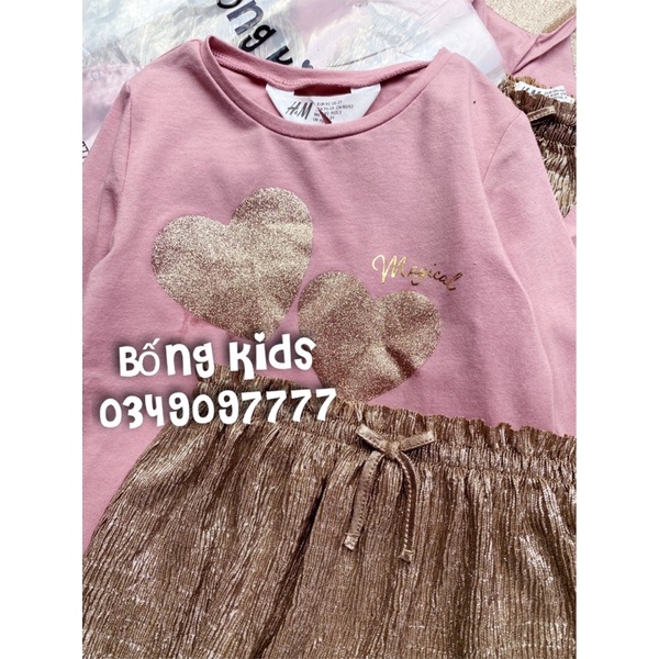 Set Váy Bé Gái Tim Nhũ Hồng HaM