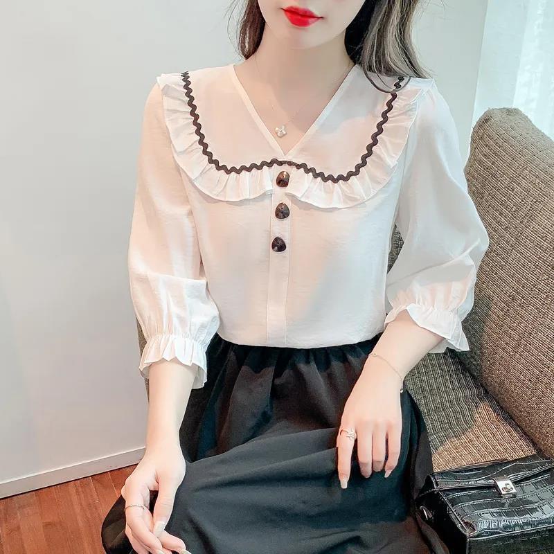 Áo Sơ Mi Voan Phong Cách Retro Xu Hướng Mới Mùa Hè Hàn Quốc
