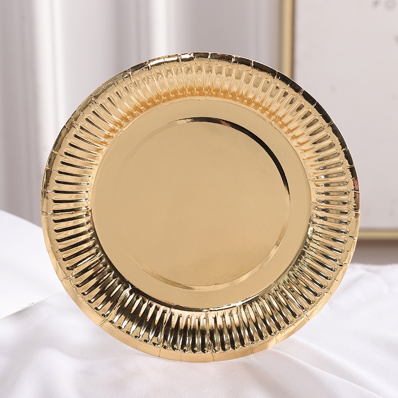 Set 10 Khay Giấy 9inch Màu Vàng / Bạc Dùng Một Lần Đa Ứng Dụng