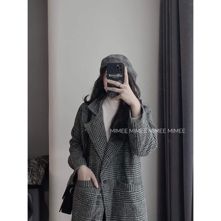 Áo khoác dạ kẻ tây mimee