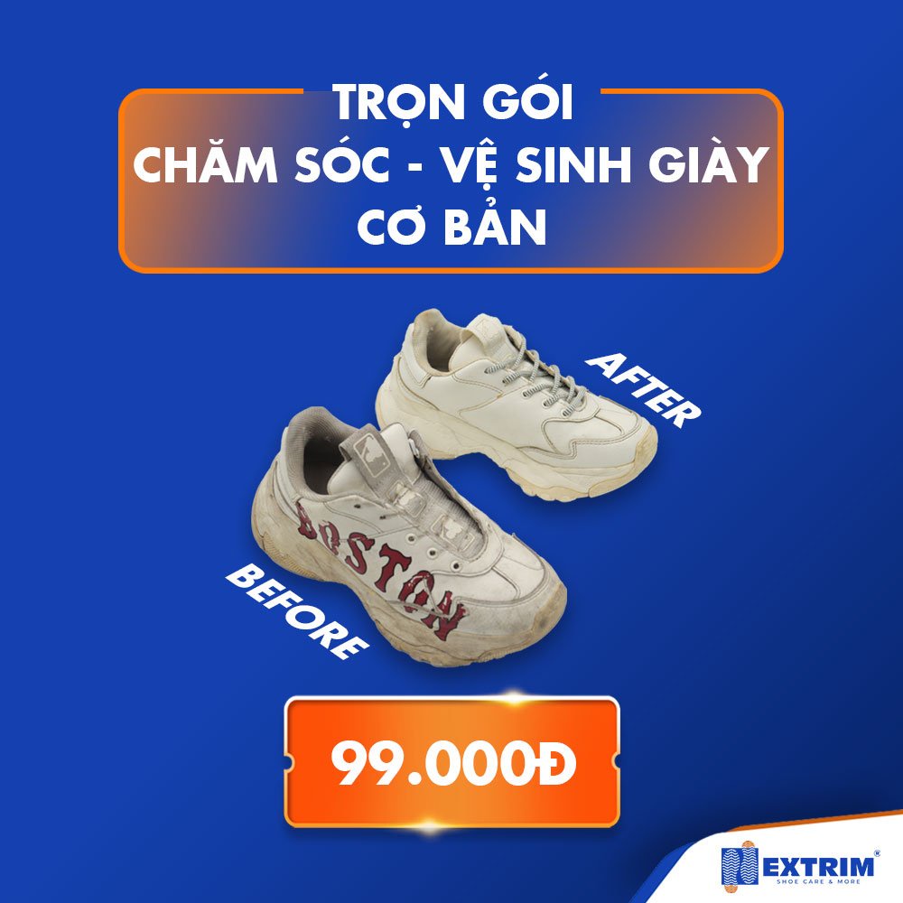 HCM [E-voucher] - Trọn gói Vệ sinh giày cơ bản, Chăm sóc bảo dưỡng tiêu chuẩn tại EXTRIM