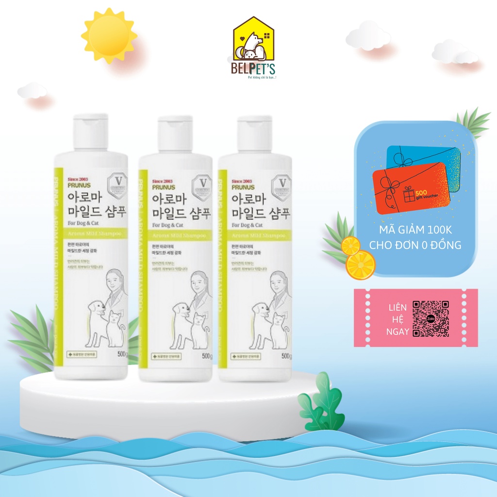 Sữa Tắm Cho Chó PRUNUS Sữa Tắm Thảo Dược Thiên Nhiên Dịu Nhẹ Lưu Hương Lâu Cho Chó Mèo Giúp Bé Thư Giãn Xả Stress 500ML
