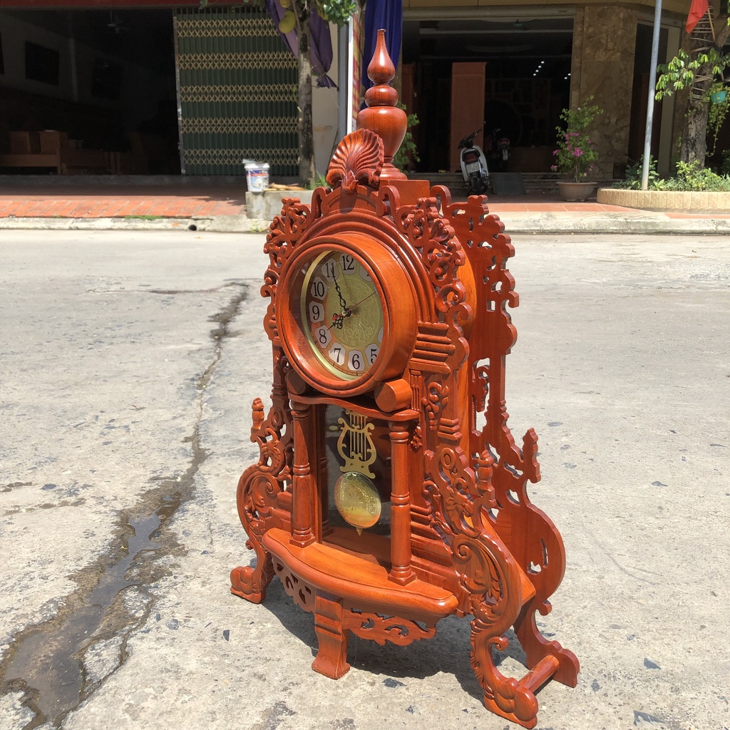 Đồng Hồ Quả Lắc mẫu Đuôi Công gỗ Hương Ta kích thước 72 x 48 x 15 cm