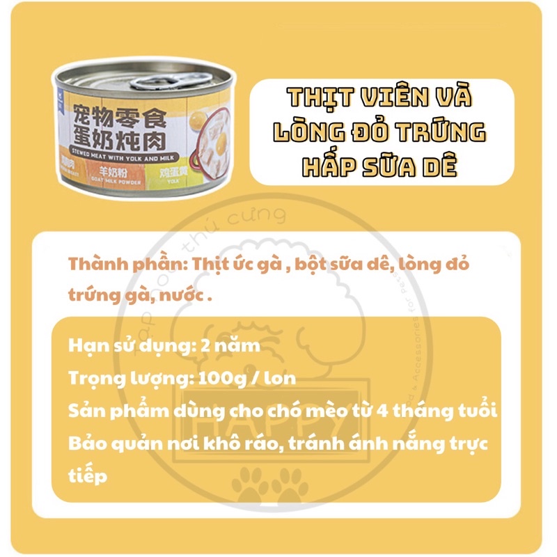 Thịt hầm rau củ đóng hộp cho thú cưng 100g / Thức ăn ướt đóng lon ăn liền cho chó mèo [Có sẵn] - Tạp Hoá Thú Cưng Happy