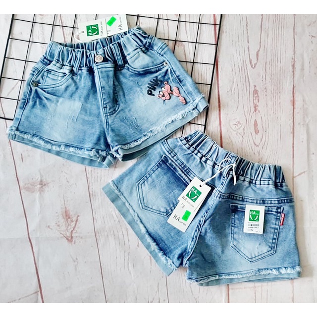 16-18kg Quần sort jean báo hồng cho bé gái