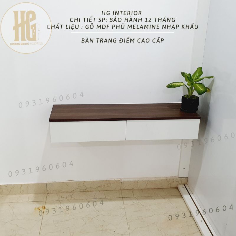 - Bàn trang điểm treo tường, gỗ mdf phủ melamine cao cấp, ray bằng thép chống rỉ