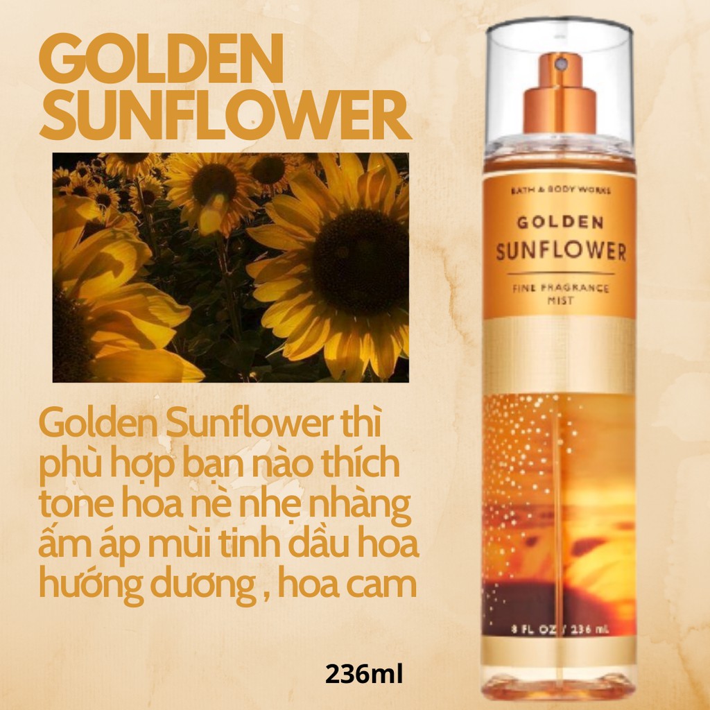 Xịt Thơm Toàn Thân Bath And Body Works - Golden Sunflower Body Mist (236ml)