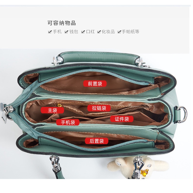 Túi xách nữ đeo chéo công sở Jinpin 3 ngăn thời trang cao cấp BAG U JP3N