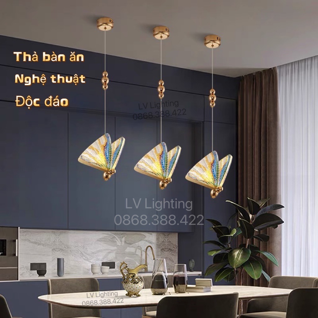 Đèn Thả Bàn Ăn - Đèn Thả Con Bướm Loại 1 Sơn Màu Cánh Cầu Vồng - Full Box