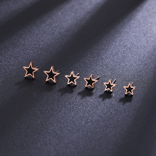 Bông Tai Ngôi Sao Đen Titan Ko Rỉ TT 2319