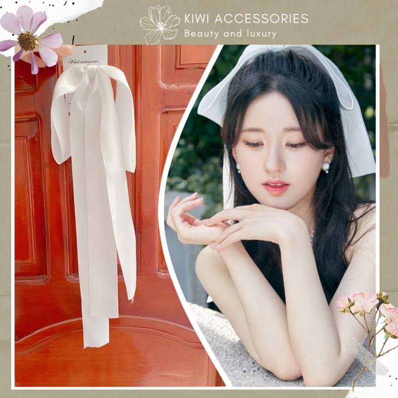 Kẹp nơ trắng 𝗧𝗿𝗶𝗲̣̂𝘂 𝗟𝗼̣̂ 𝗧𝘂̛ vải lụa Hàn