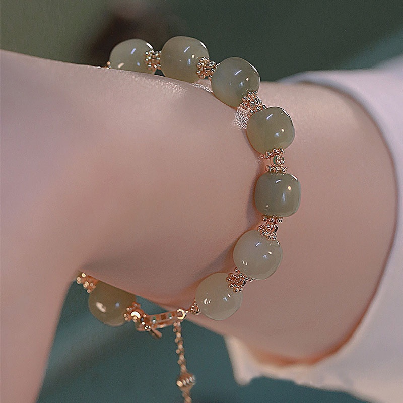 Vòng Tay Chuỗi Hạt Đá Ngọc Bích Tự Nhiên Thời Trang Cho Nữ