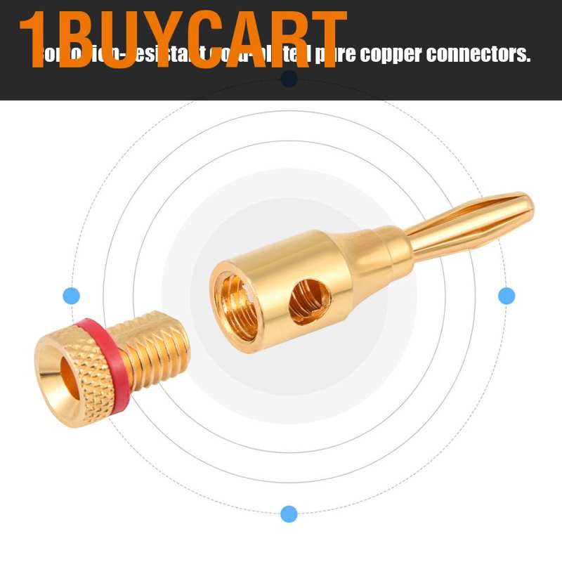1buycart 10 Pcs Gold Plated Banana Plug Wire Audio Connectors
