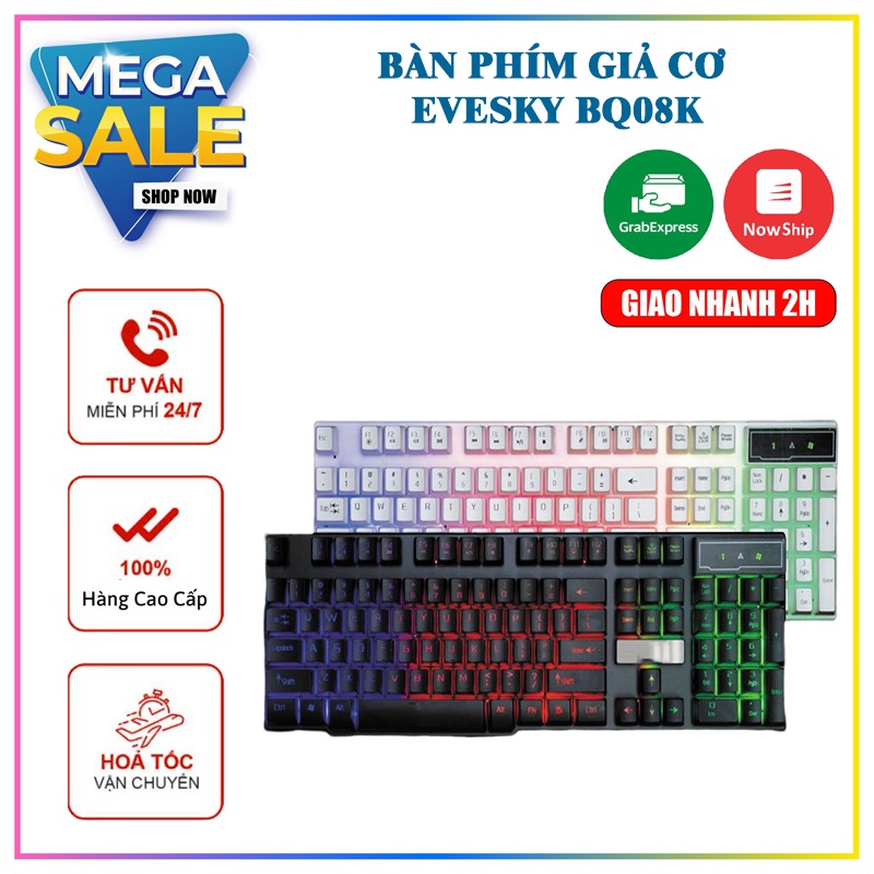 Bàn phím máy tính Giả Cơ EVESKY BQ08K Màu Đen Trắng