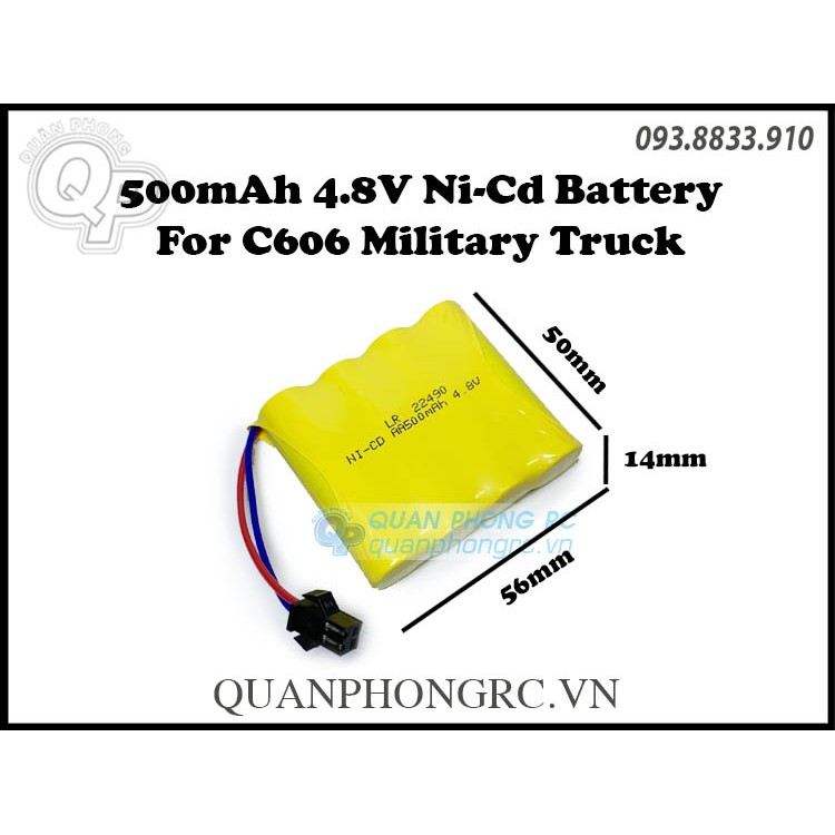 Pin Aa 500mAh 4S 4.8V Ni-Cd Battery For C606 RC Jeep Cars