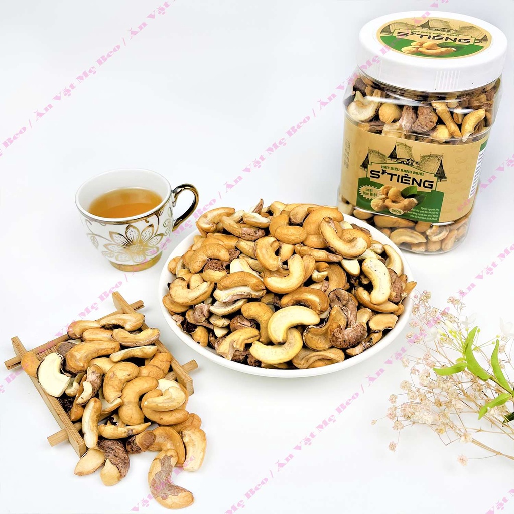 Hạt điều rang muối STiêng loại Bể Vở còn vỏ lụa hộp 500Gr