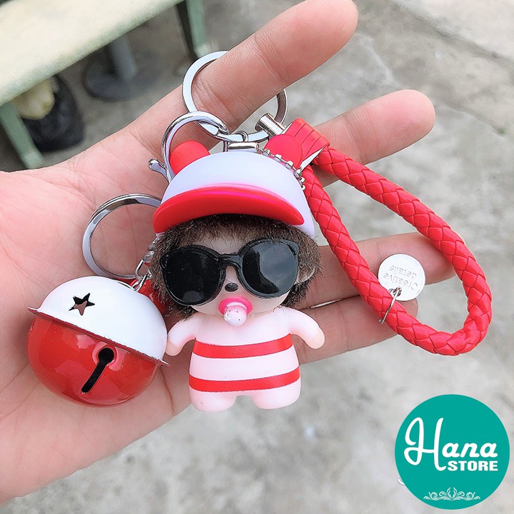 Móc Khóa Búp Bê Bú Bình gắn balo túi xách - bộ set 3 món búp bê có chuông và lục lạc