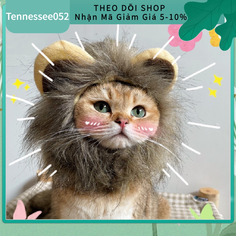 Bờm sư tử giả xinh xắn vui nhộn cho mèo sáng tạo dễ thương Tennessee052