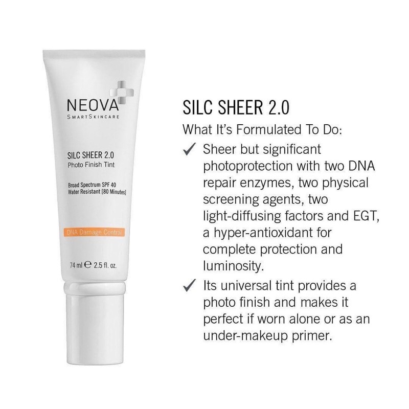 Kem chống nắng NEOVA DNA Damage Control Active Silc Sheer 2.0 SPF 40 (74ml)